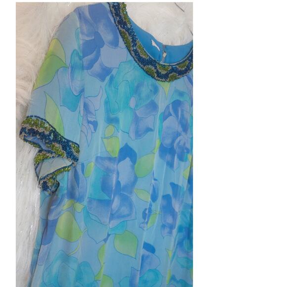 Vintage Mary Sachs Beaded Sheer Overlay Floral Volup Dress READ - Picture 10 of 11